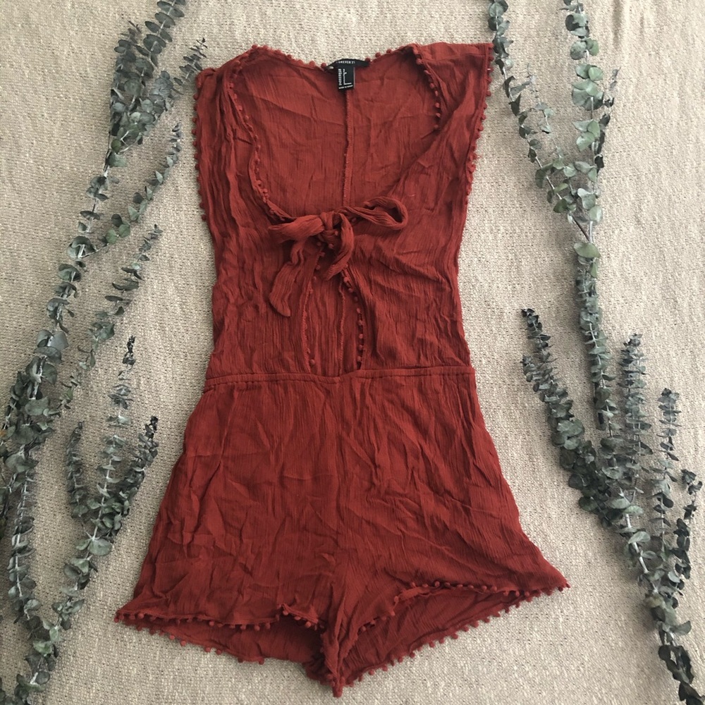 Forever21 Cutout Orange Romper